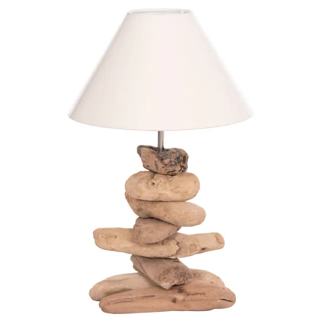 Επιτραπέζιο φωτιστικό Tygo Driftwood & λευκό καπέλο Φ35x57 εκ.