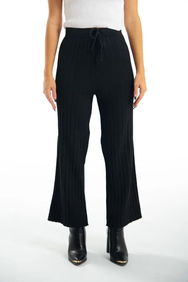 Παντελόνα Ριμπ Zip Culotte με Κορδόνι Μπλέ 2