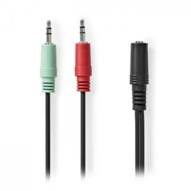 Καλώδιο ήχου Stereo από 3,5mm θηλ. σε 2x 3,5mm αρσ., 0.12m, σε μαύρο χρώμα. 3
