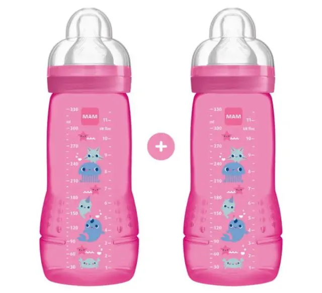 Mam Easy Active Σετ Πλαστικά Μπιμπερό με Θηλή Σιλικόνης 4m+ 2x330ml