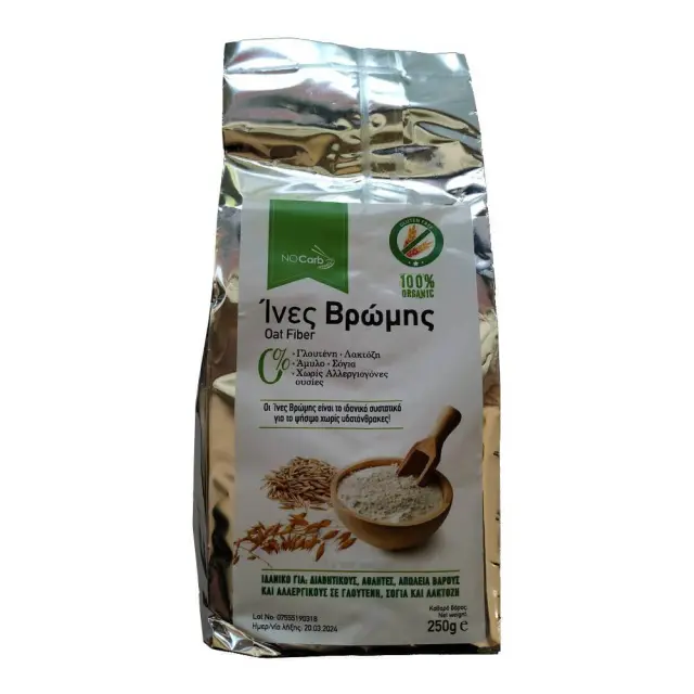 Ίνες Βρώμης, 100% organic Oat Fiber, NoCarb, 250γρ