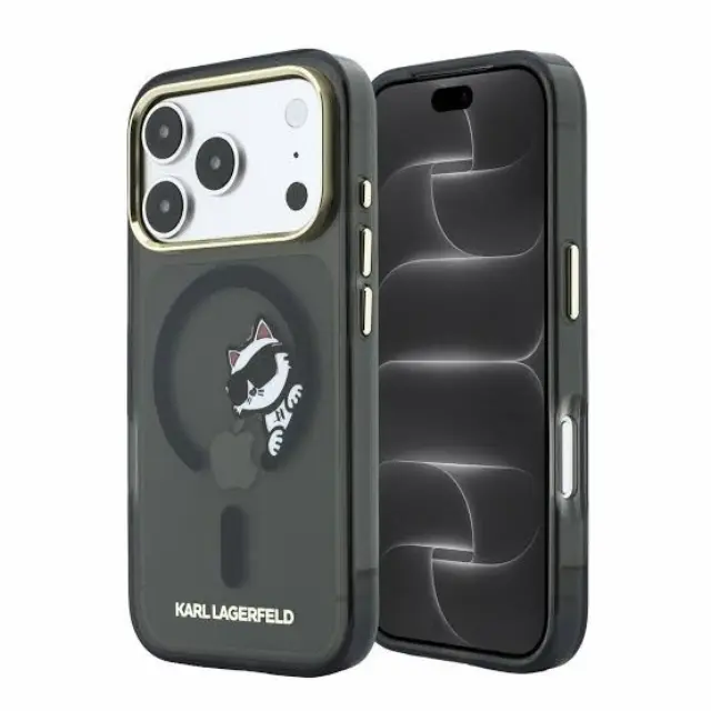 Θήκη PC/TPU Karl Lagerfeld Apple iPhone 18 Pro Max/ 17 Pro Max Magsafe IML Peekaboo Print & Metal Frame Choupette Μαύρο N71762