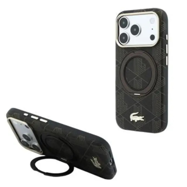 Lacoste PVC Semi Wrap Blend Ring Stand MagSafe Case for iPhone 18 Pro Max Light Gold