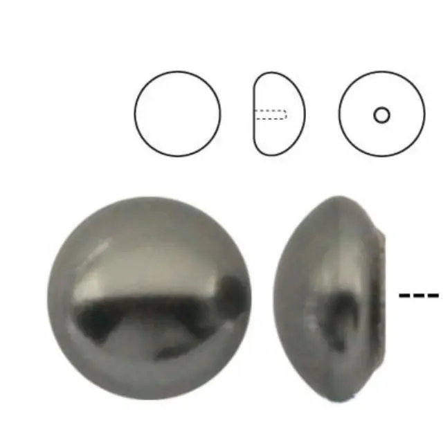 Swarovski 5817 Καμπουσόν Half Drilled Dark Grey Pearl Ø8mm - 5τεμ