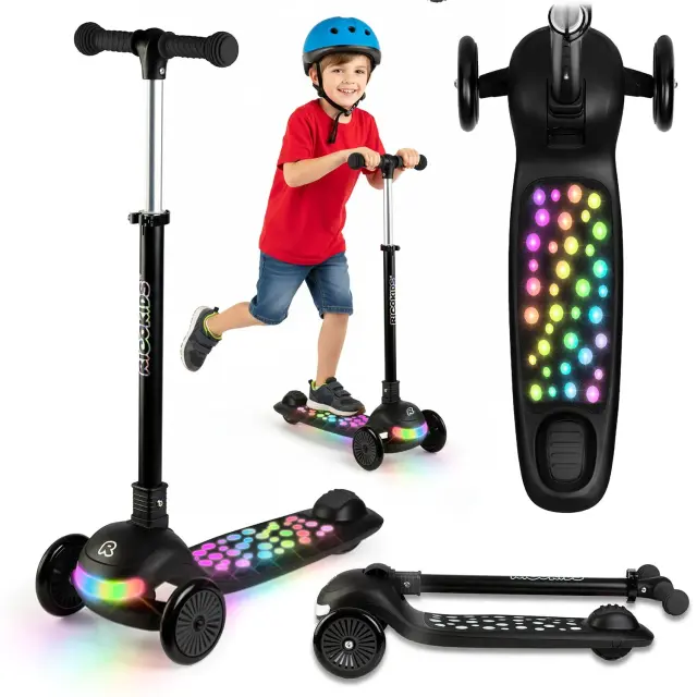 Ricokids Παιδικό Πατίνι Glowy Αναδιπλούμενο με 3 Τροχούς & Led Μαύρο