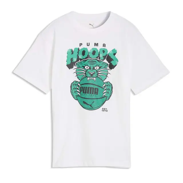 Puma Boy's Basketball Flagrant Foul Relaxed Ball Tee Άσπρο - Πράσινο 635514-02 (Puma) - 164