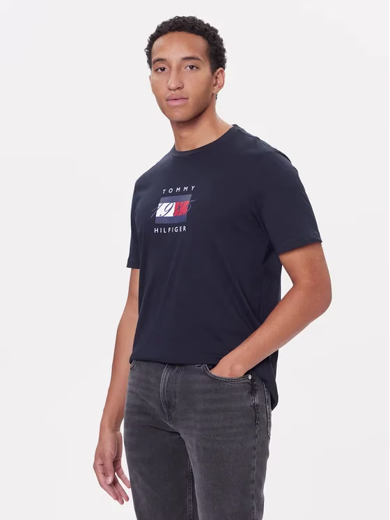 Tommy Hilfiger Μπλέ Σκούρο Κοντομάνικη Μπλούζα Με Λογότυπο Μπλε Σκούρο