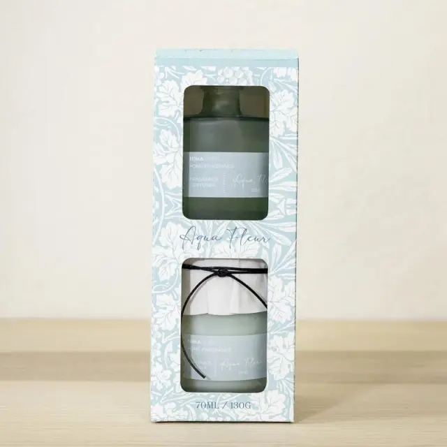Σετ Αρωματικό Χώρου Aqua Fleur Ένα χρώμα Αρωματικό με Στικ 100ml + Αρωματικό Κερί 130gr 3