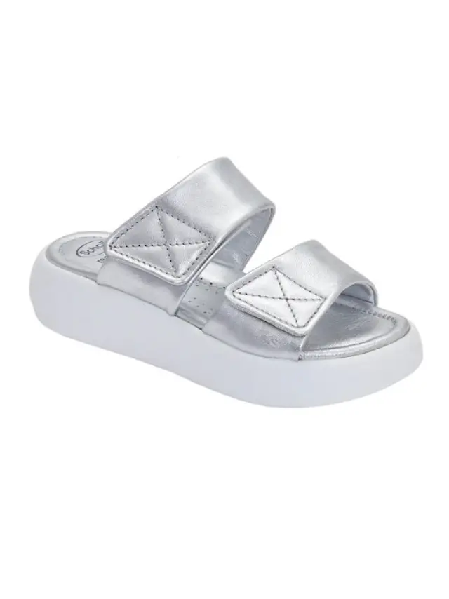 SCHOLL Boca 2 Δερμάτινα Ανατομικά Σανδάλια Σε Ασημί Χρώμα - 41