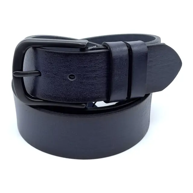 Σκούρα Μπλε Δερμάτινη Ζώνη Full Grain 4 cm