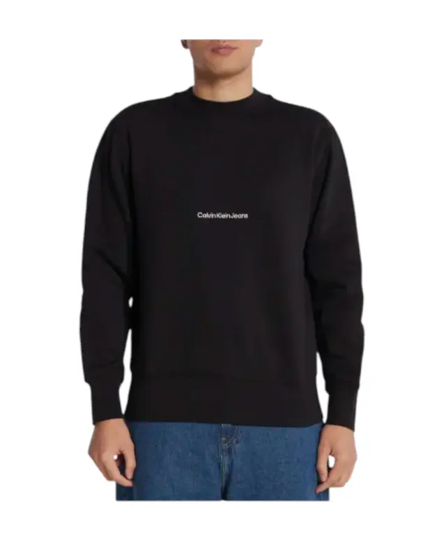 Calvin Klein - Ανδρική Μακρυμάνικη Φούτερ Institutional Crew Neck Relaxed Fit J30J324116-BEH Μαύρο