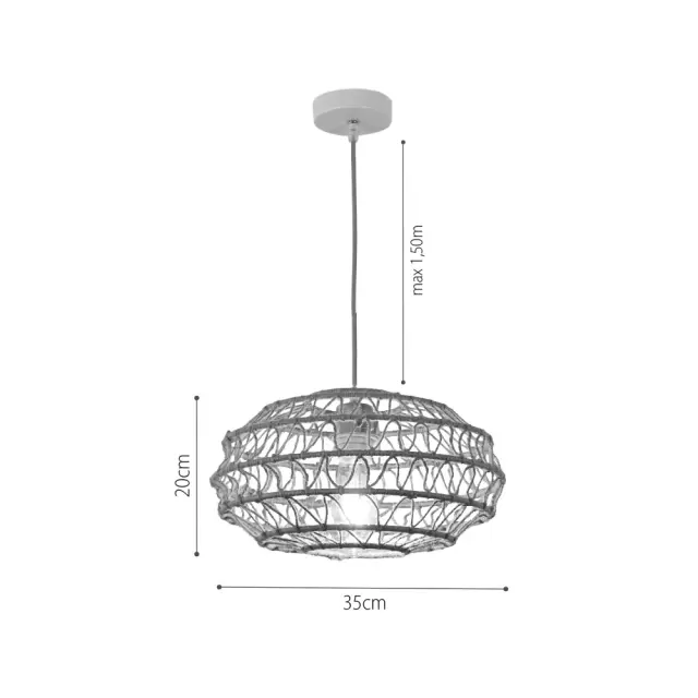 InLight Κρεμαστό Φωτιστικό από σχοινί 1xE27 D:35cm (4041-C) 3