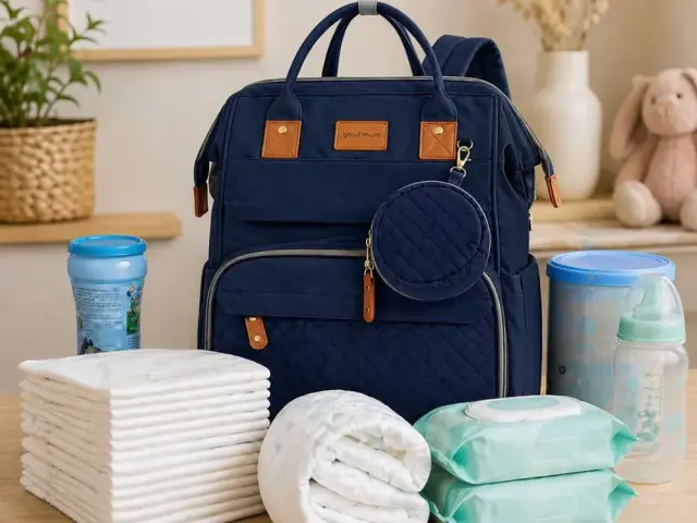Mommy Bag Τσάντα Αλλαξιέρα Πλάτης Μωρού με Πτυσσόμενο Κρεβάτι & USB Μπλε 3