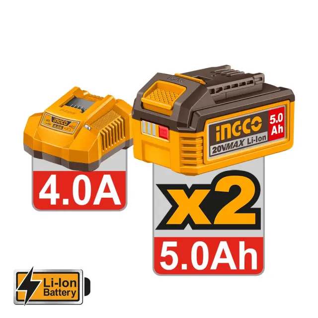 ΓΩΝΙΑΚΟΣ ΤΡΟΧΟΣ ΜΠΑΤΑΡΙΑΣ 2X5AH 20V LI-ION INGCO CAGLI2120272E 3