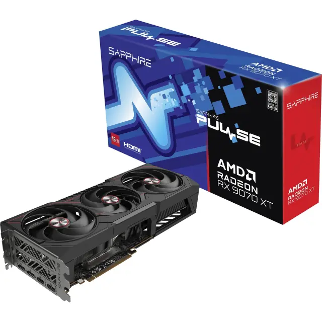 Sapphire Radeon RX 9070 XT Pulse (black, RDNA4, GDDR6, 2x DisplayPort, 2x HDMI 2.1)