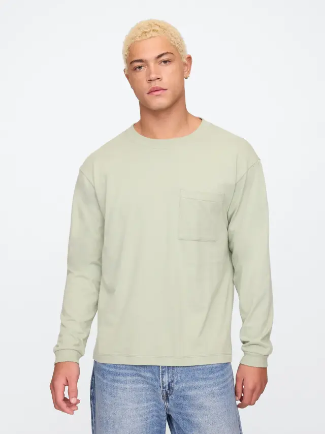 Πράσινη Vintage Soft Boxy με Τσέπη Μπλούζα DESERT SAGE