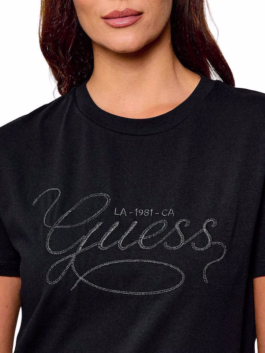 Guess Γυναικείο T-shirt Μαύρο Μαύρο - XL 2