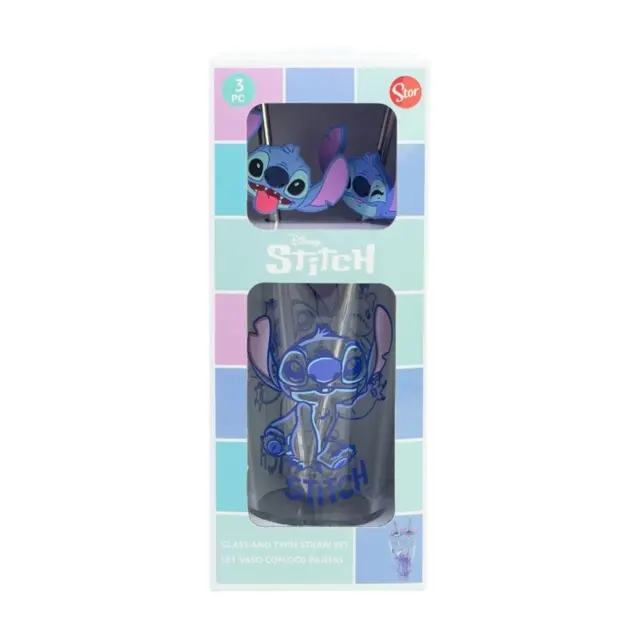 Ποτήρι γυάλινο με 2 καλαμάκια Disney Lilo & Stitch Aloha Young Adult Glass 480ml w twin straw set 31719 2