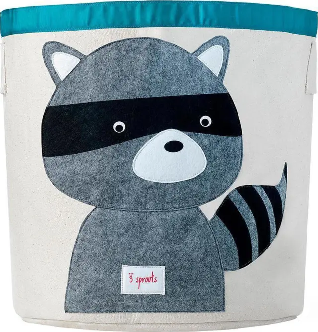 3 Sprouts Στρόγγυλο Καλάθι Αποθήκευσης Παιχνιδιών Raccoon Gray - 0794504675610 - 0317-IBNRAC