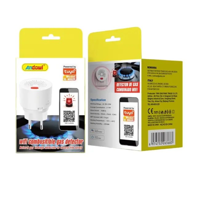 Andowl Q-MQ25 Ανιχνευτής Διαρροής Γκαζιού Πρίζας - WiFi Combusitible Gas Detector z774206