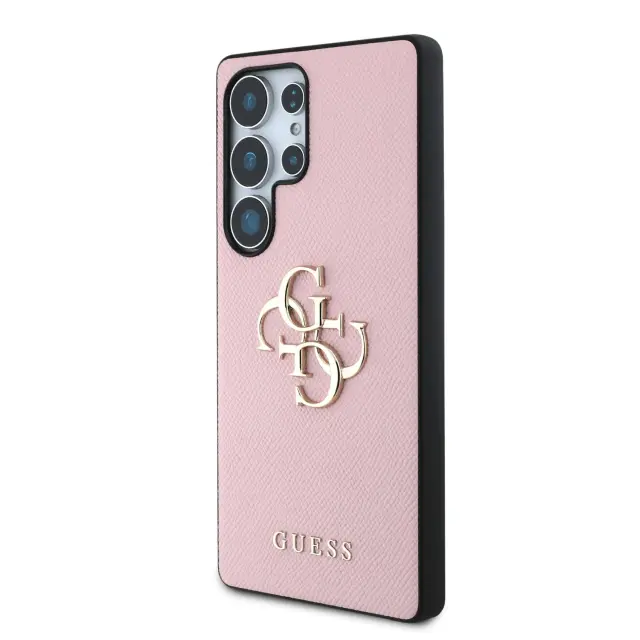 Guess PU Grained 4G Metal Logo Case for Samsung Galaxy S25 Ultra Pink 2