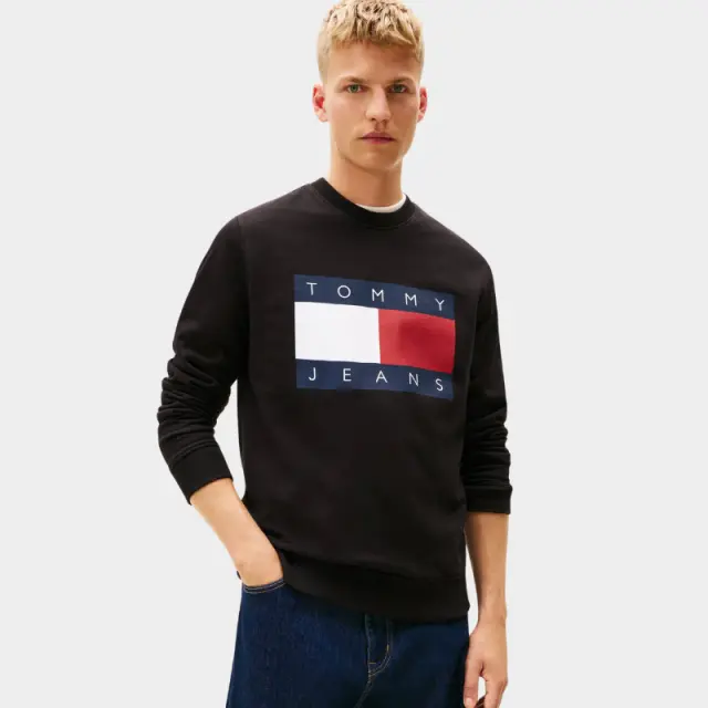 Tommy Hilfiger - Ανδρικό Φούτερ Big Flag Regular Fit DM0DM22643-BDS Μαύρο - 2XL