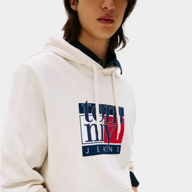 Tommy Hilfiger - Ανδρικό Φούτερ με Κουκούλα Regular Fit DM0DM22092-YBH Λευκό - XL 3