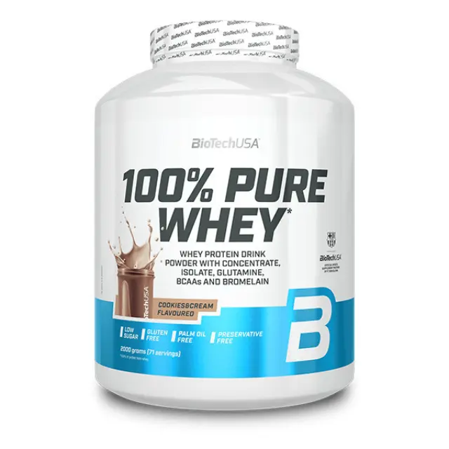Biotech USA 100% Pure Whey Πρωτεΐνη Ορού Γάλακτος Χωρίς Γλουτένη με Γεύση Cookies & Cream 2kg