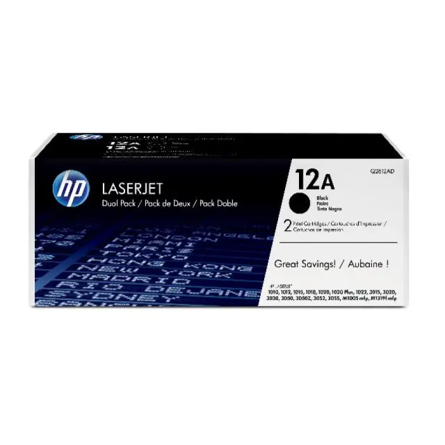 HP 12A Γνήσιο Multipack Toner Laser Εκτυπωτή Μαύρο 2τμχ Q2612AD