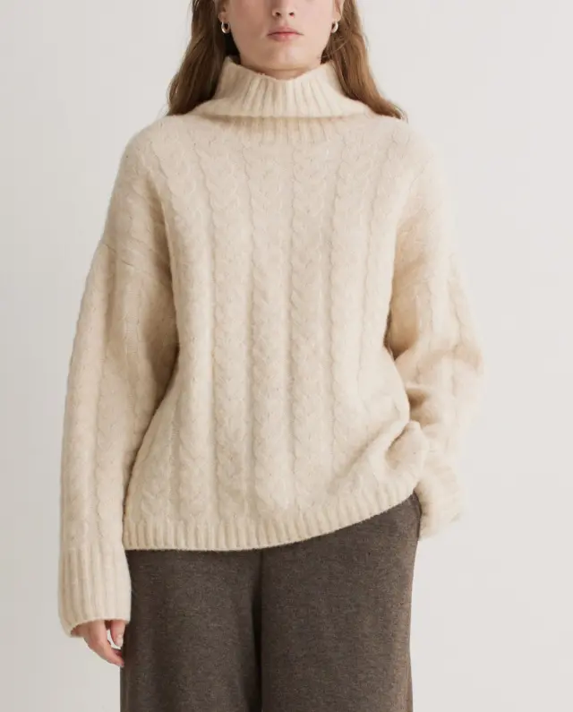 YERSE WOOL AND ALPACA HIGH-NECK SWEATER (43531-BEIGE) - M 2