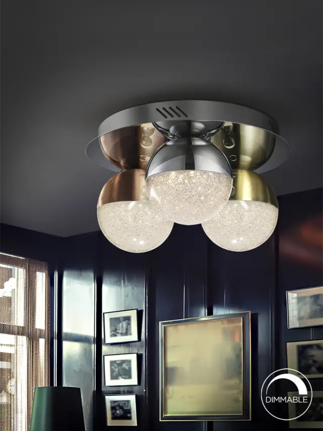 SPHERE DIMMABLE LED CEILING LAMP Ø30 φωτιστικό οροφής Χρυσό Χρώμιο