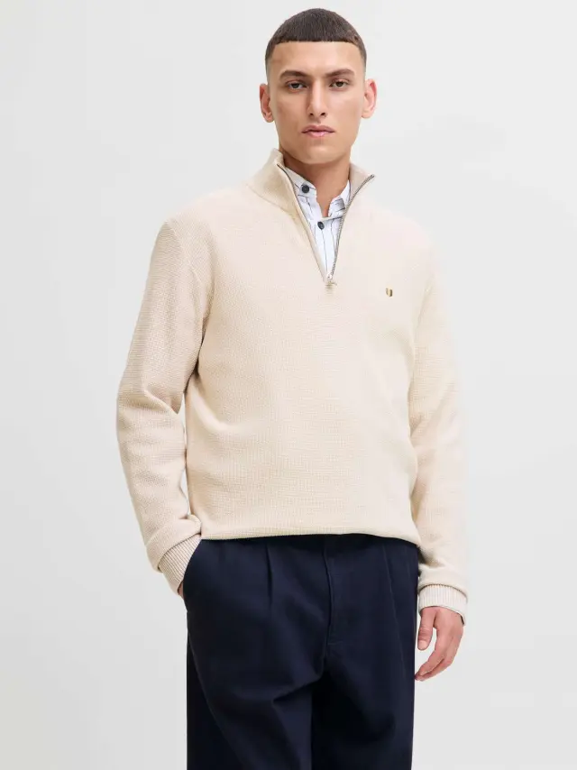 JPRBLUREX KNIT HALF ZIP LN Whitecap Gray - XL 3