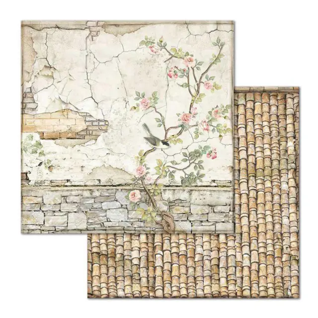 Χαρτί Scrapbooking Stamperia Διπλής Όψης - Small Bricks with Tree - 31x30cm