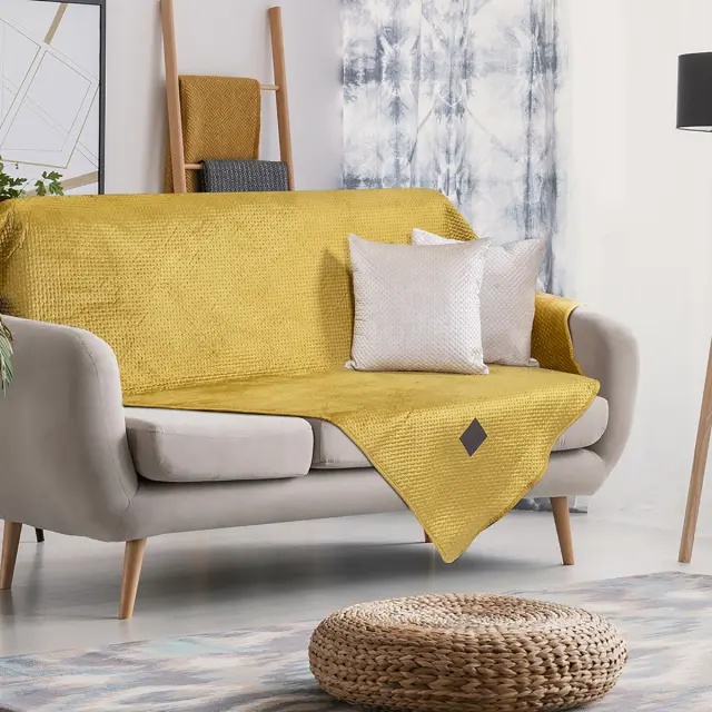 Ριχτάρια Σετ 2 Τεμ 180x250-180x300 Beauty Home Velvety Art 8412 Ωχρα 100% Microvelvet