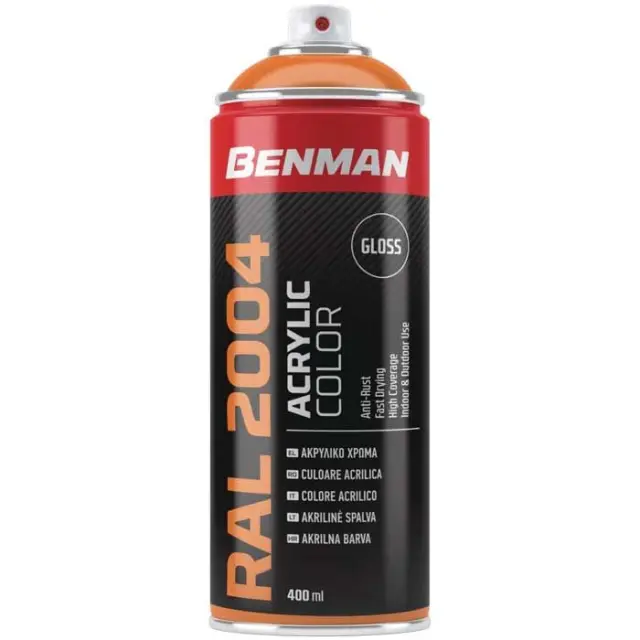 SPRAY ΠΟΡΤΟΚΑΛΙ ΚΑΘΑΡΟ ΓΥΑΛΙΣΤΕΡΟ RAL2004 BENMAN 400ML 28504