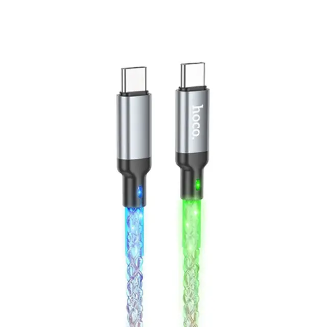 Hoco U112 Shine LED Καλώδιο Type-C σε Type-C 60W PD Πολύχρωμο 1m