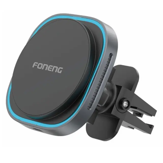 Universal Βάση Στήριξης Αεραγωγού Αυτοκινήτου Foneng CP128 Magnetic με Ασύρματη Φόρτιση & Φωτισμό 15W Μαύρο N70263