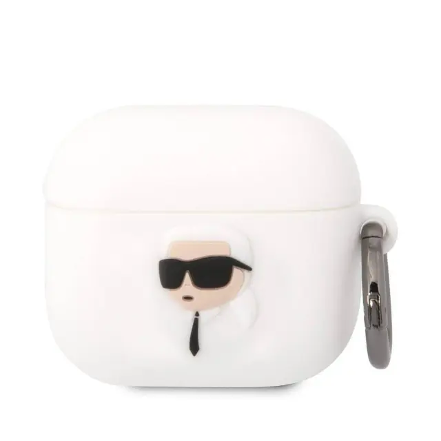 Karl Lagerfeld® 3D Logo NFT Karl Head Θήκη Σιλικόνης για Airpods 3 - Λευκό