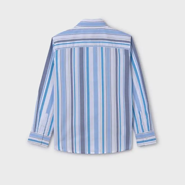 Junior 10 έως 18 ετών Πουκάμισο μακρυμάνικο ρίγες Better Cotton ecofriends λευκό 3
