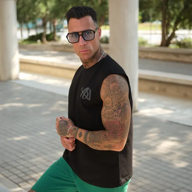 Αμάνικο Noshame® Μαύρο με τύπωμα NS Calligraphy - 182538 - XXL 2