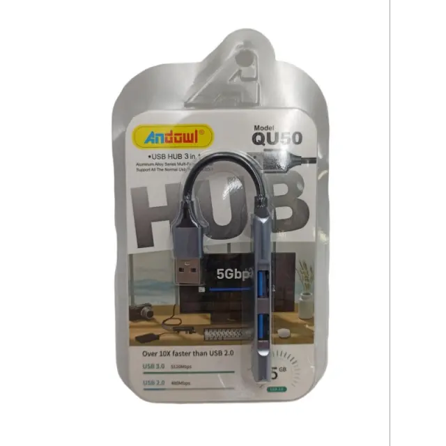 Andowl QU50 USB 3.0 Hub 2 Θυρών με σύνδεση USB-A Ασημί 2