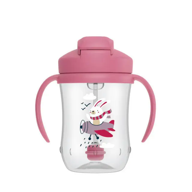 Dr. Brown's Baby's First Straw Cup 91011 Κύπελλο με καλαμάκι & λαβές 6m+, Ροζ χρώμα, 270ml 2