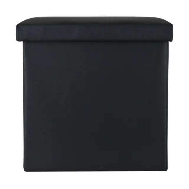 Estia Σκαμπό Cube Leather Με Αποθηκευτικό Χώρο Μαύρο 2