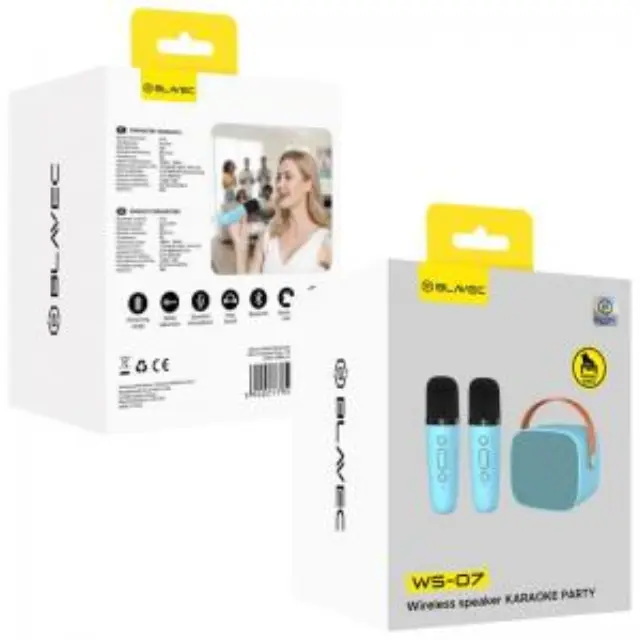 Φορητό Ηχείο Bluetooth Blavec WS-07 Karaoke Party με 2 Μικρόφωνα 5W Μπλε N71052 3