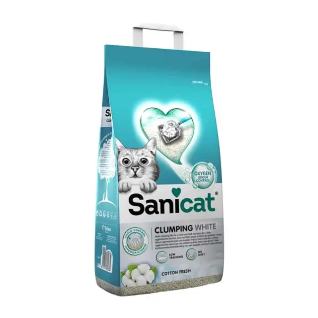 Συγκολλητική Άμμος Γάτας Sanicat Clumping White Cotton Fresh - 10lt