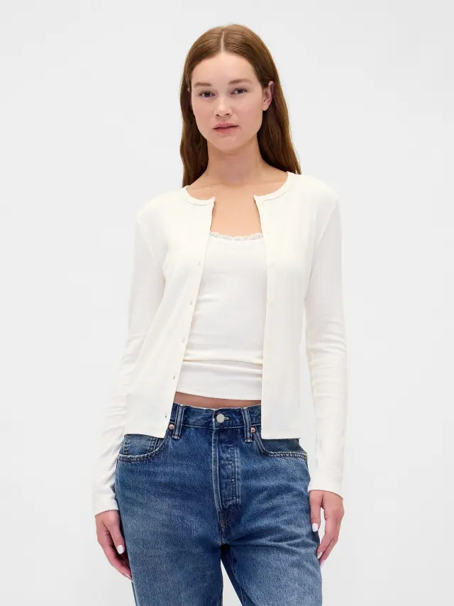 Pointelle Ζακέτα Ivory beige frost