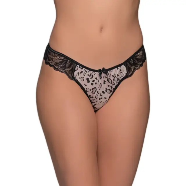 Milena Γυναικείο Στρινγκ με Animal Print & Δαντέλα, Χρώμα Τιγρέ - M