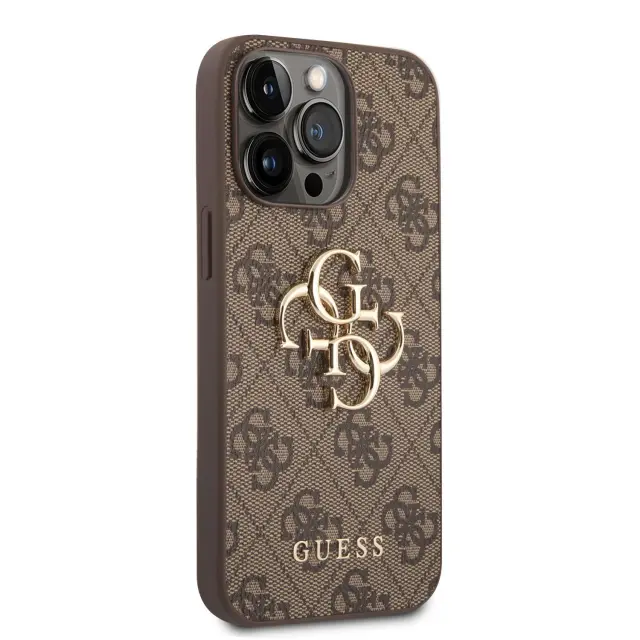 Guess PU 4G Metal Logo Case for iPhone 14 Pro Max Brown 3