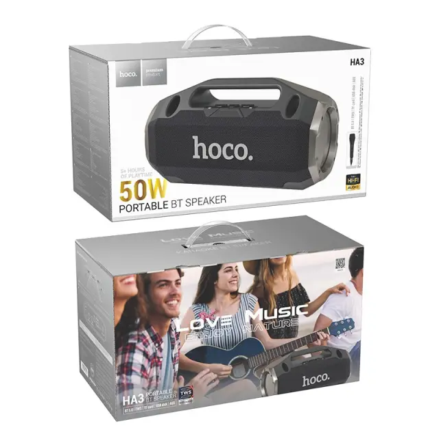 Φορητό Ηχείο Wireless Hoco HA3 Drum TWS BT 5.0 4000mAh 2x10W με USB Micro SD και Ενσύρματο Μικρόφωνο Μαύρο 2