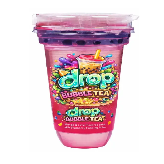 Drop Tea Bubble 400ml Mango+ Lime Flavored with Blueberry Popping Boba